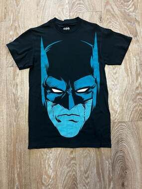 Men's DC Comics Batman Full Face Graphic T-Shirt 100% Cotton Black Size S